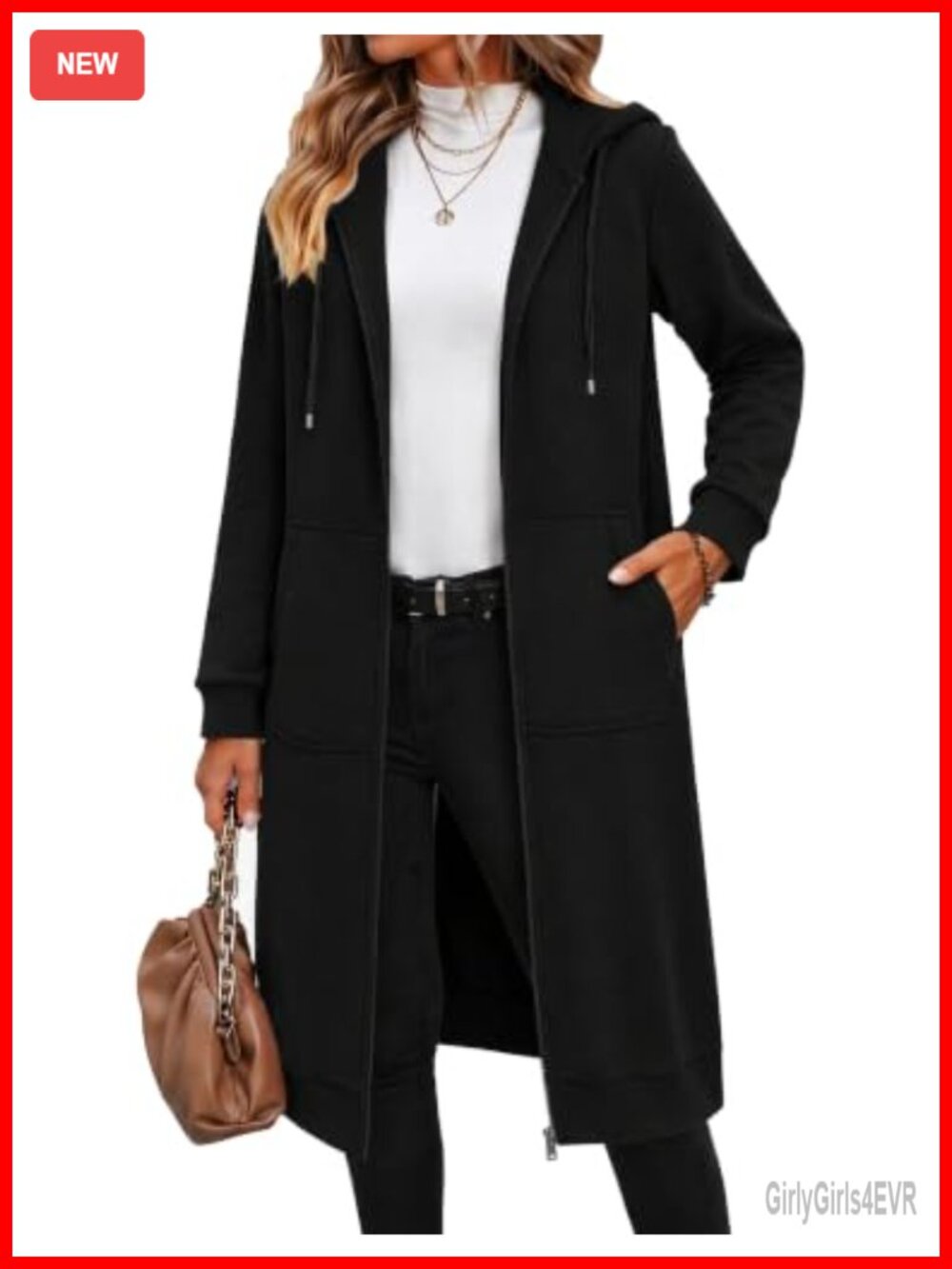 Zeagoo Oversized Fleece Zip-Up Hoodie Long Tunic Sweatshirt